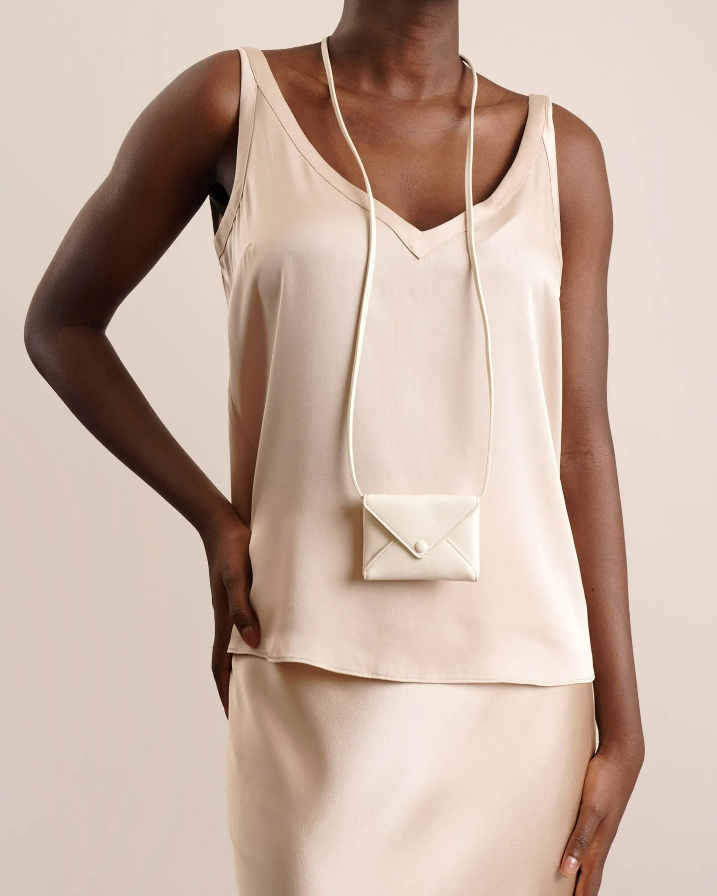 The Row Mini Envelope ivory white leather shoulder bag