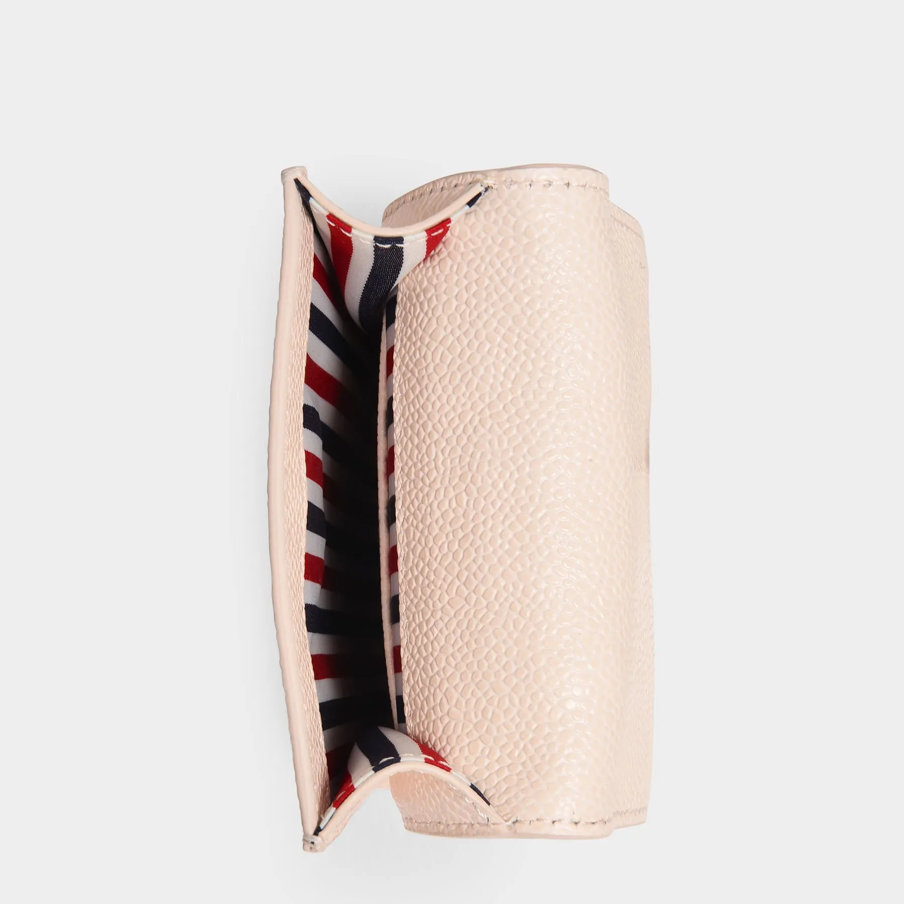 Thom Browne  Crossbody Phone Holder W/ Flap & 4Bar Applique In Pebble Grain Leather - L11  H20  W3 680 Lt Pink Tech