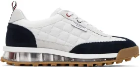 Thom Browne White & Navy Quilted Tech Runner Sneakers