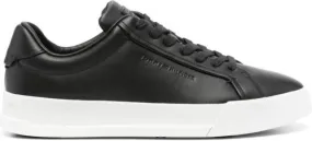 Tommy Hilfiger logo debossed leather sneakers Black