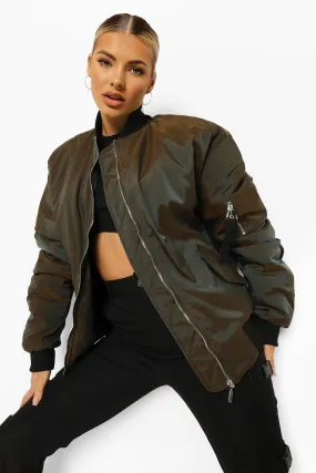 Two Tone Oversized Bomber Jacket