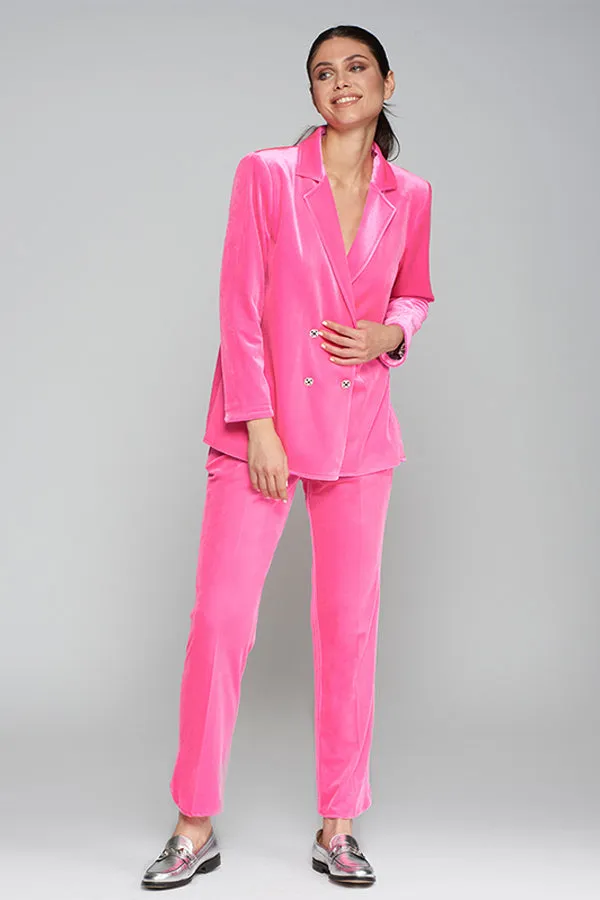 Vilagallo ORNELLA PINK VELOUR TROUSERS