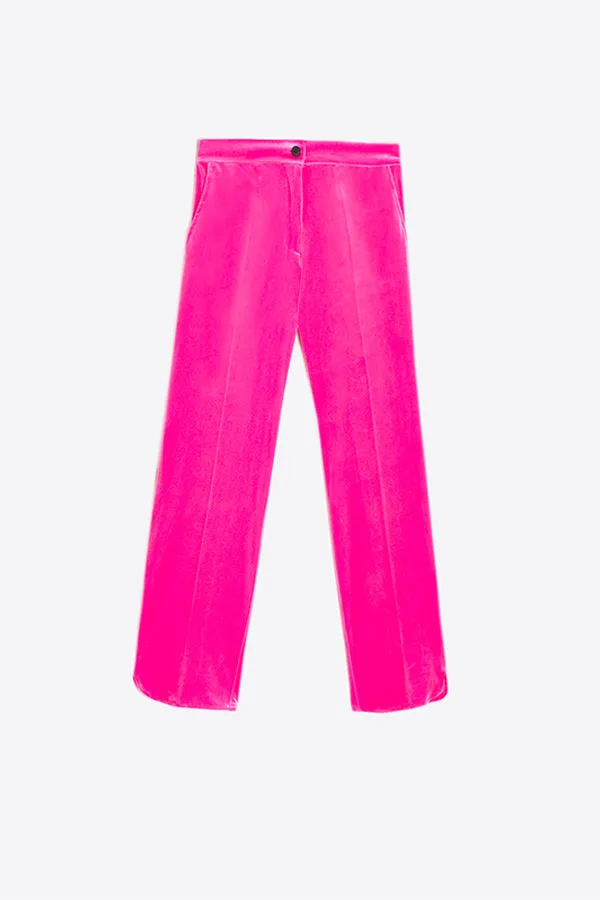 Vilagallo ORNELLA PINK VELOUR TROUSERS