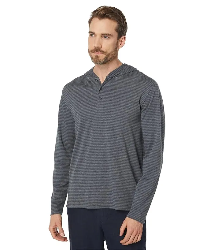 Vince Interlock Stripe Henley Hoodie Men's