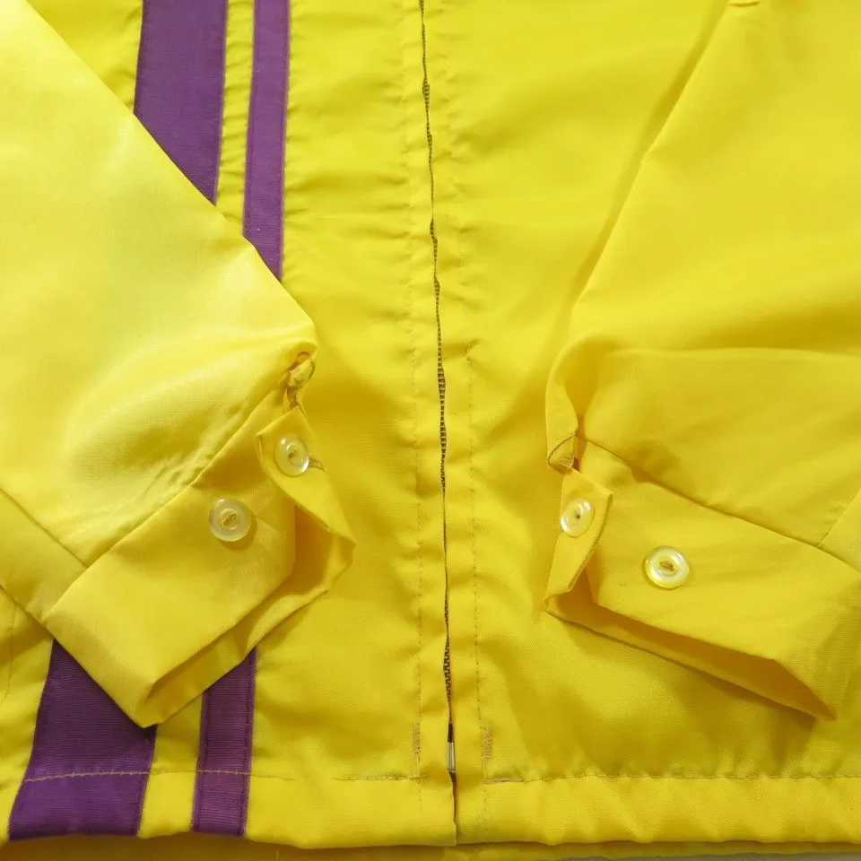 Vintage 80s Racing Jacket Mens S Wynns Yellow Stripe Patches Nylon