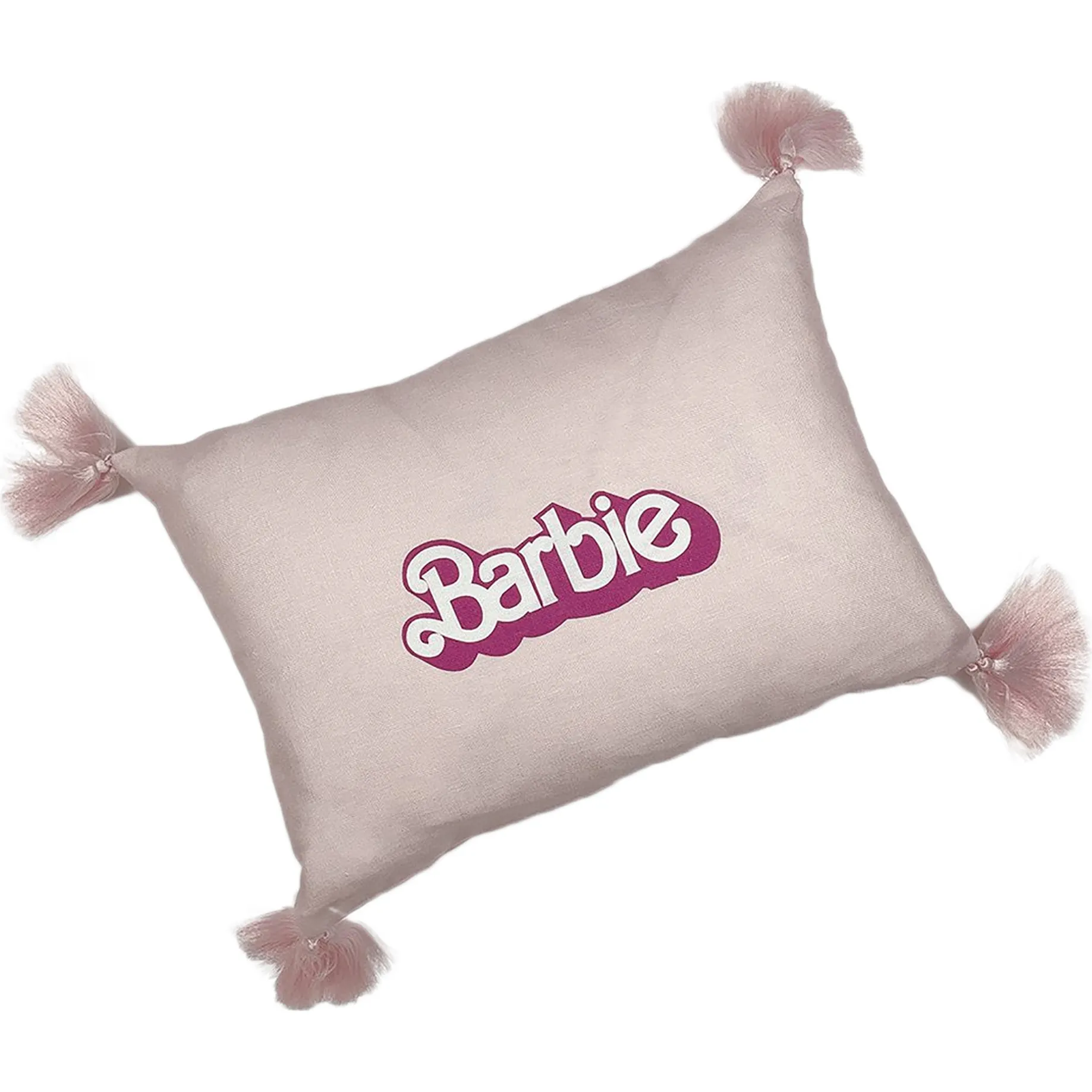 WallShoppe 80s Barbie Logo Lumbar Linen Pillow, Pink