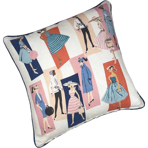 WallShoppe Barbie Mod Shapes Throw Pillow, Navy