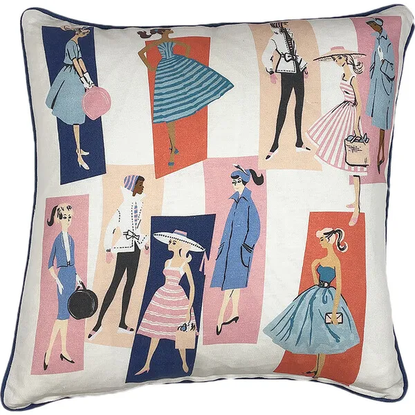 WallShoppe Barbie Mod Shapes Throw Pillow, Navy