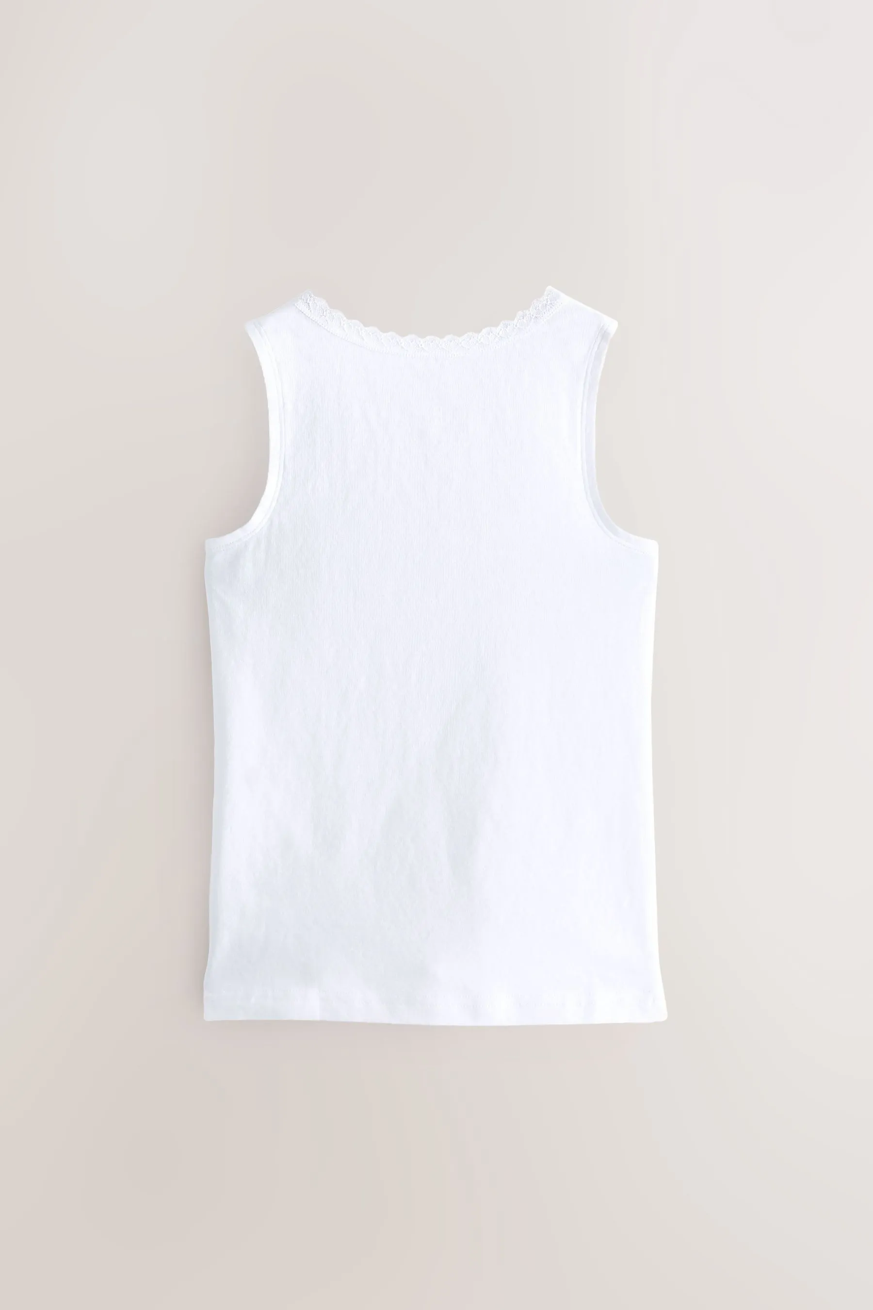 White 5 Pack Lace Trim Vest (1.5-16yrs)