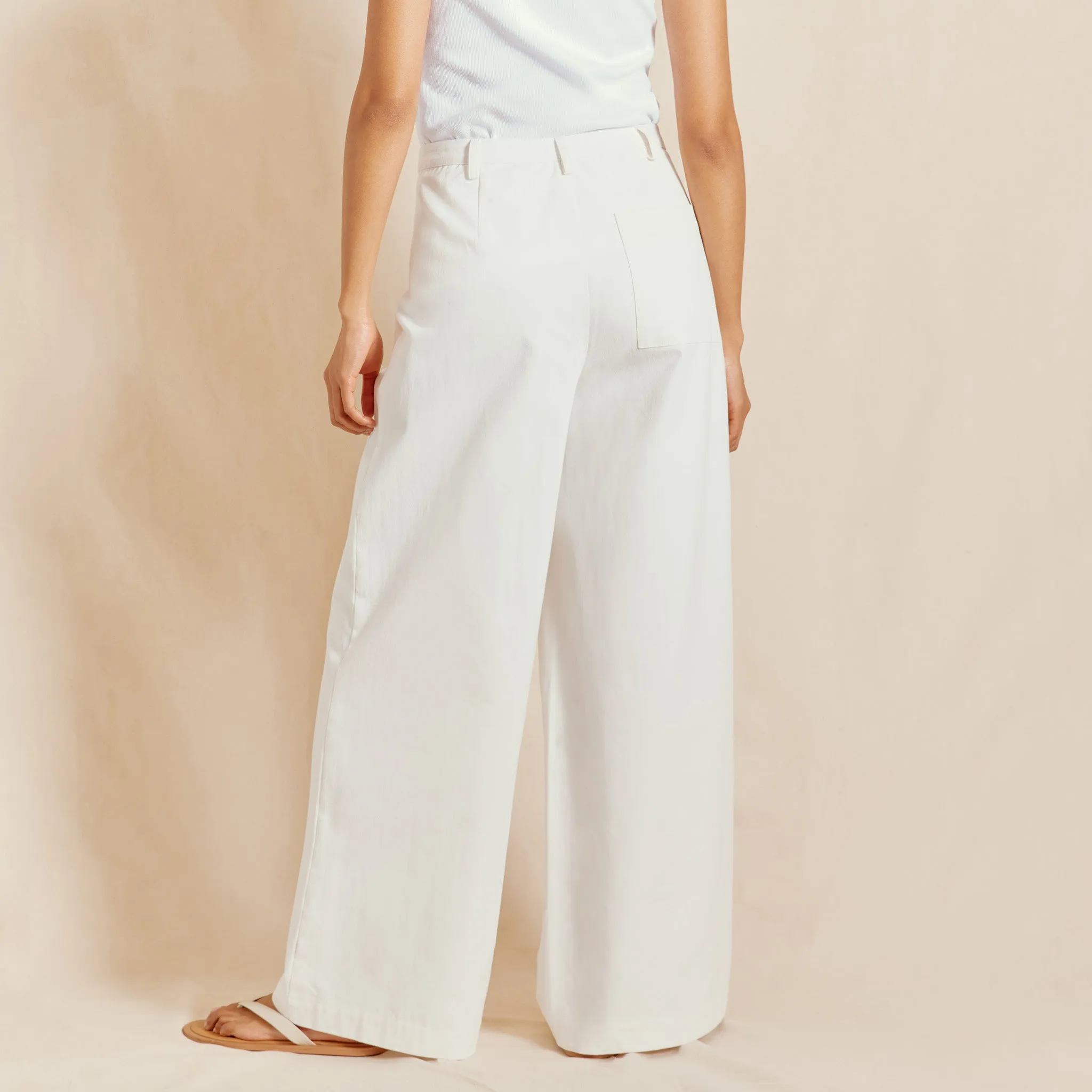 White Super Wide Leg Trousers