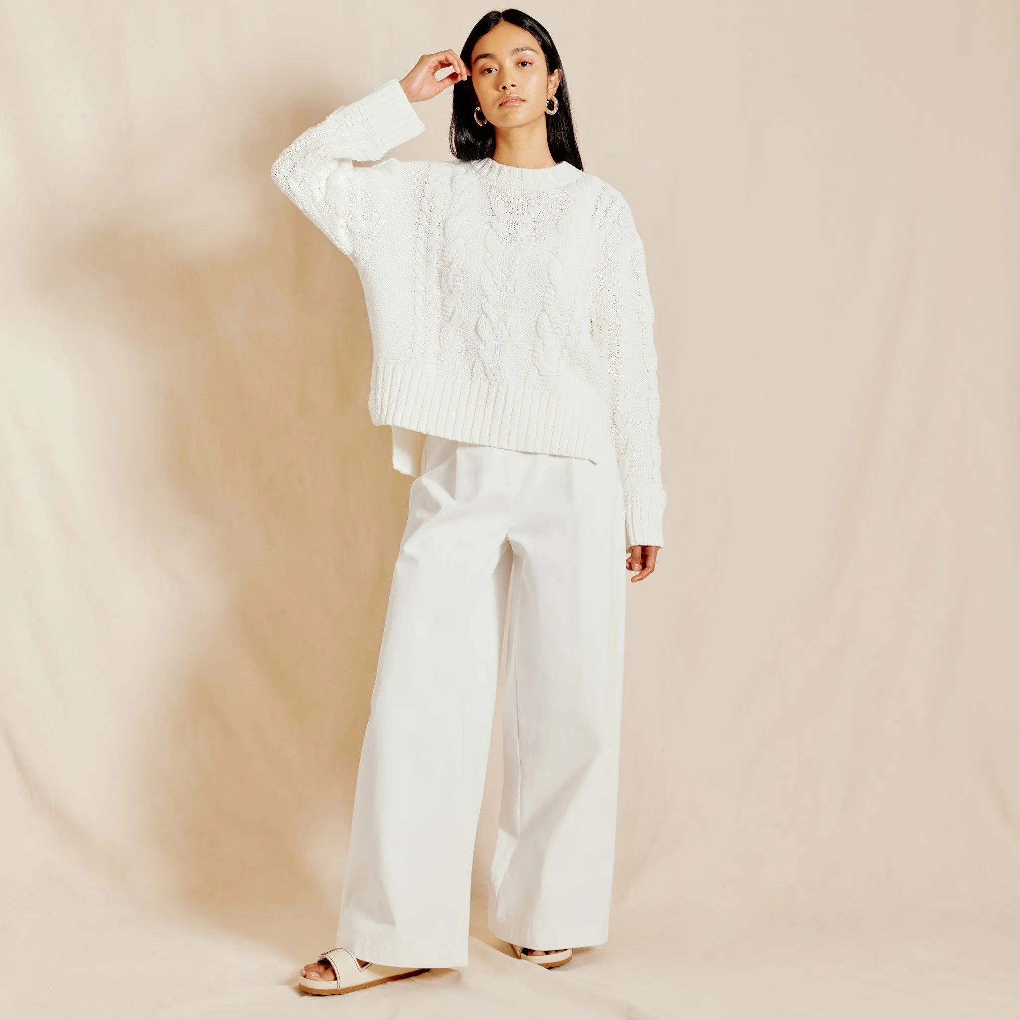 White Super Wide Leg Trousers