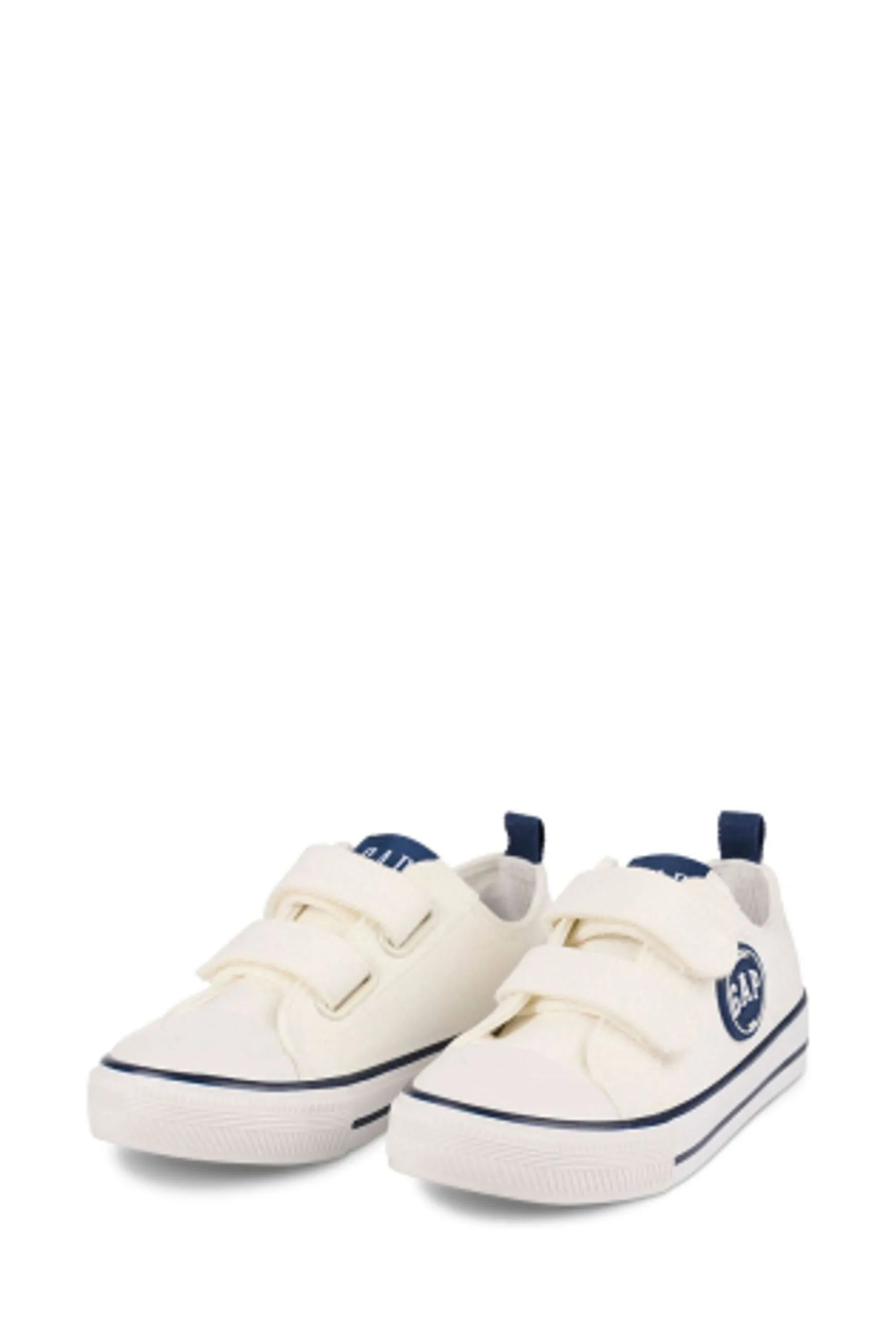 White/Navy Blue Houston Low Top Trainers - Kids