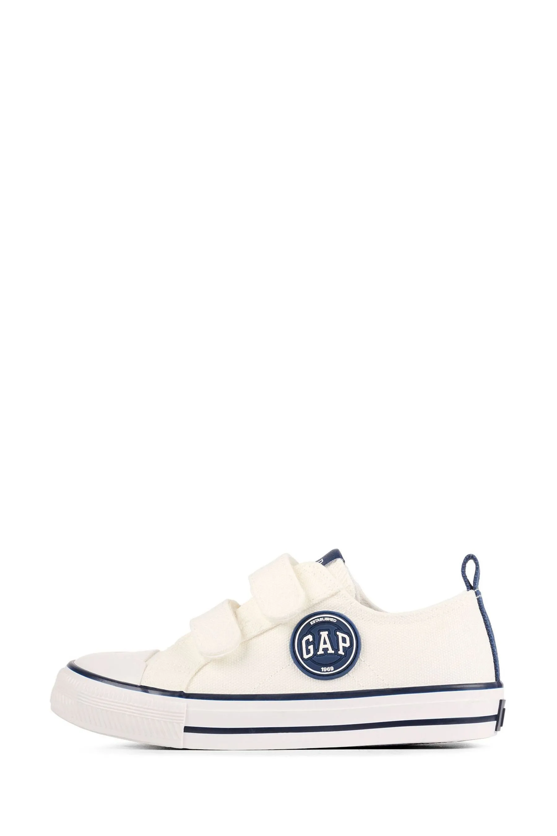 White/Navy Blue Houston Low Top Trainers - Kids