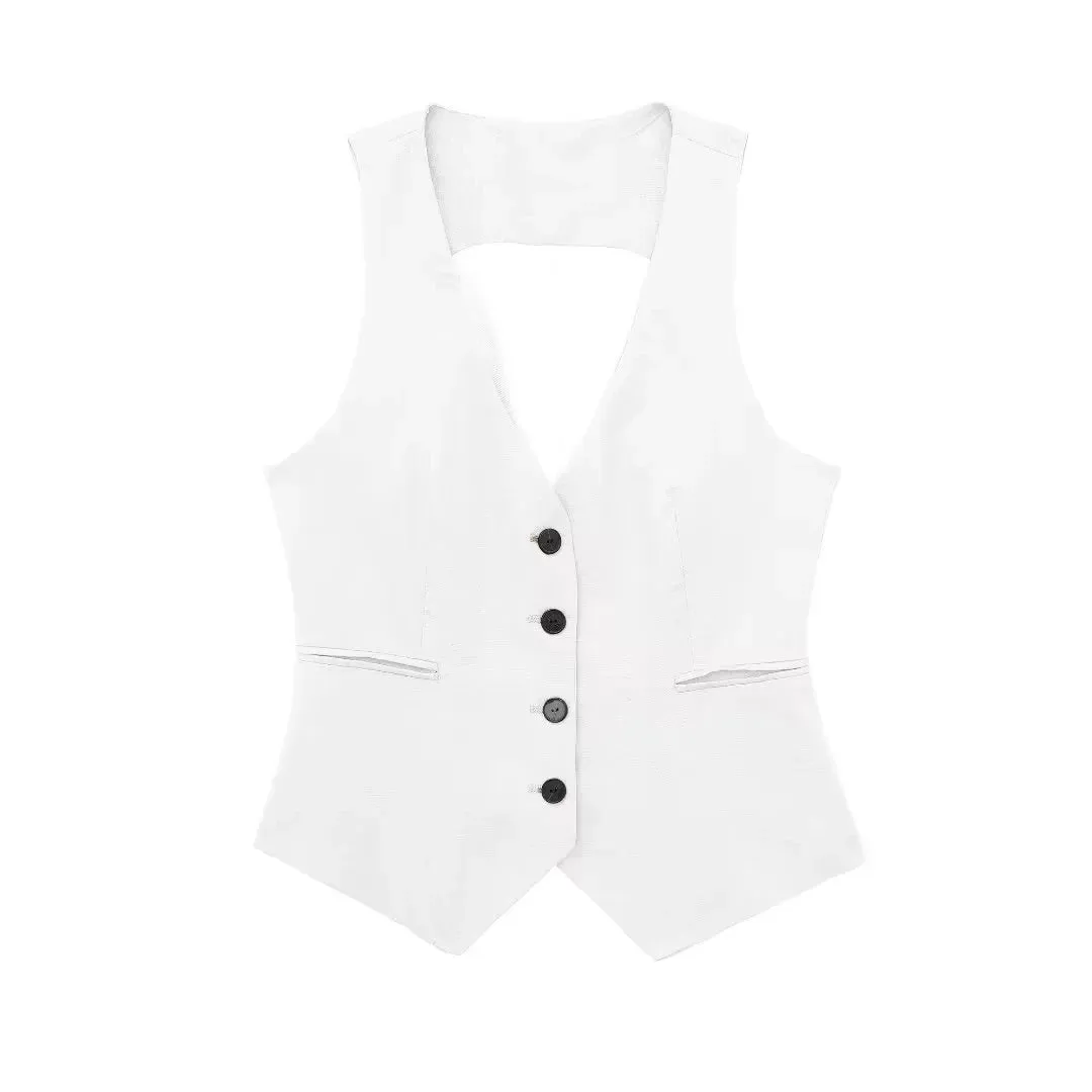 Women's Vest Linen Sleeveless Suit Vest for Women 2024