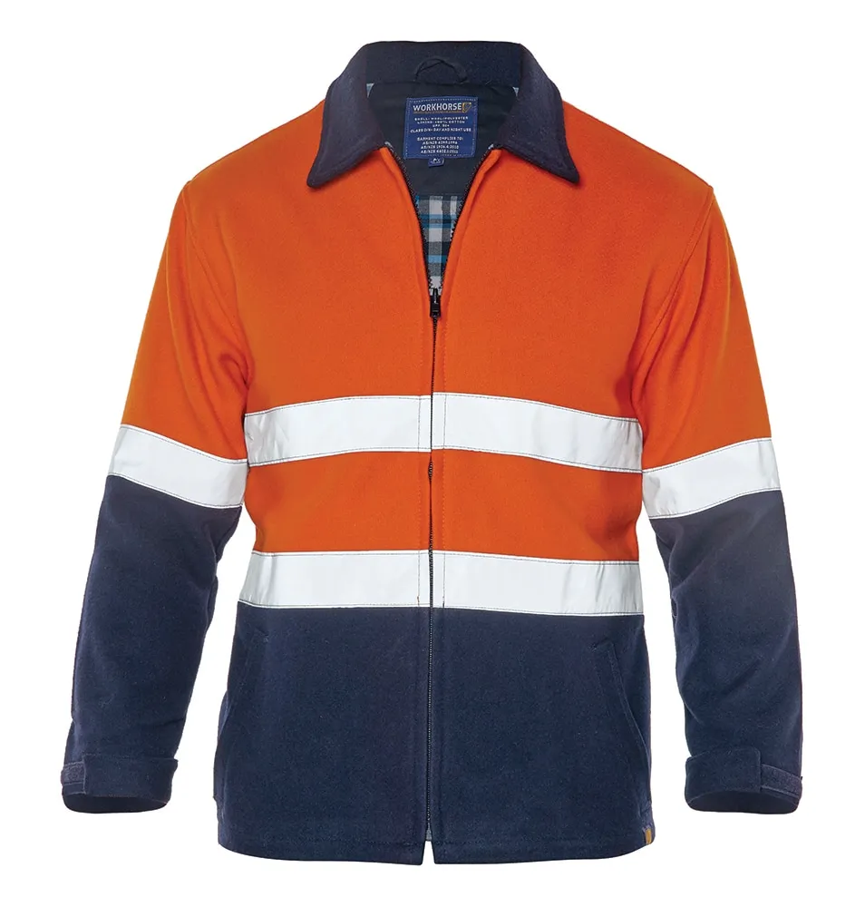 Workhorse MJA034 Men's Two-Tone High Visibility Bluey Jacket - Wool/Polyester - Orange/Navy - XS