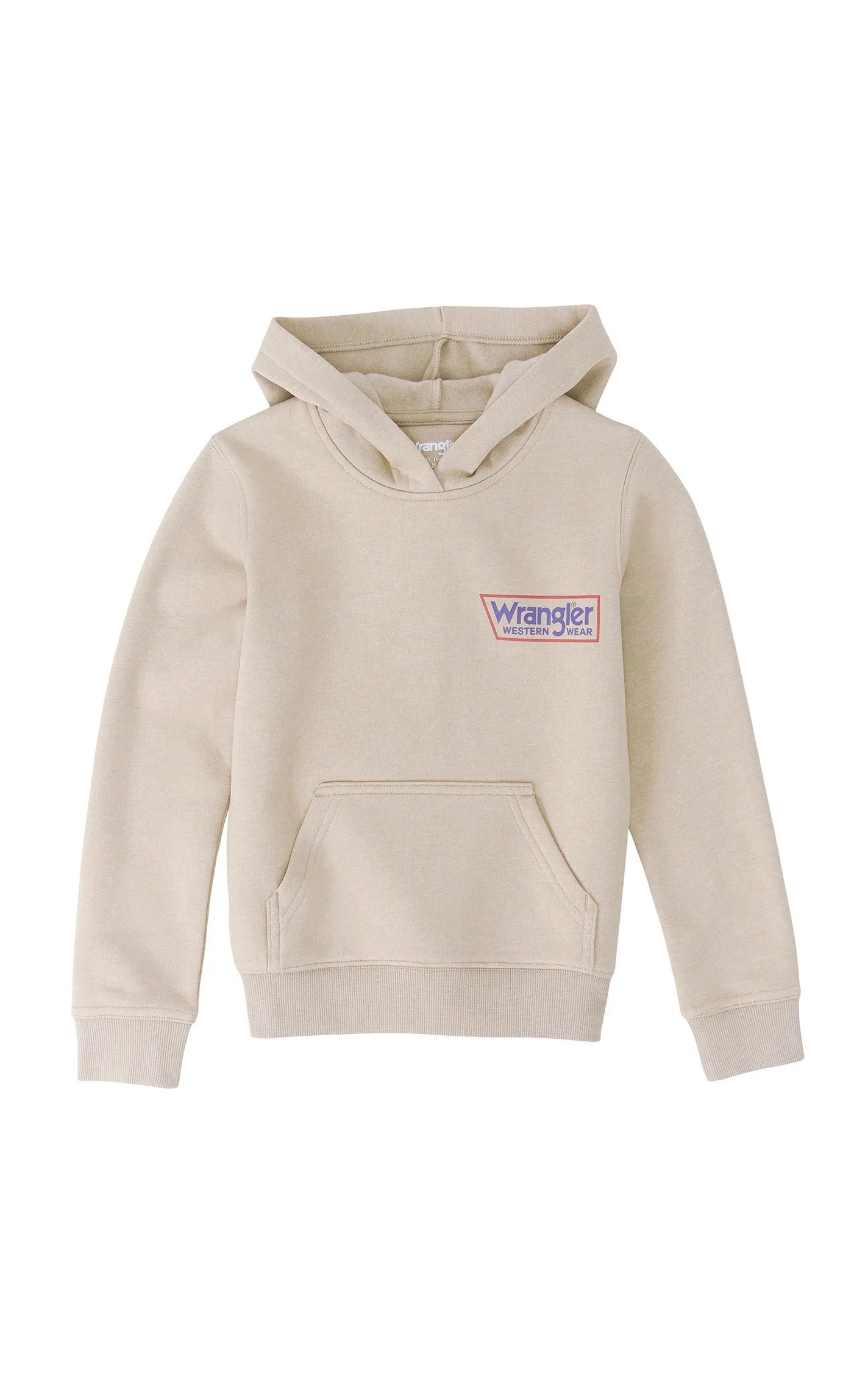 Wrangler Boy's Sunny Taupe with Purple & Red Logo Graphic Hoodie