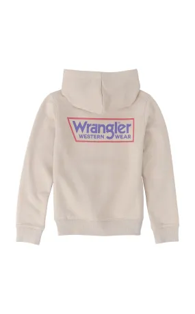 Wrangler Boy's Sunny Taupe with Purple & Red Logo Graphic Hoodie