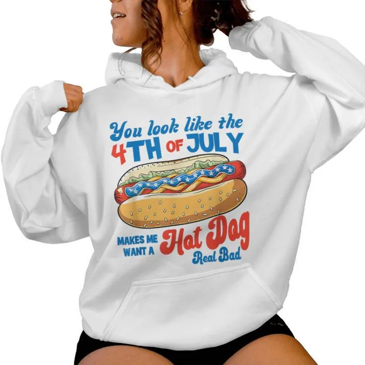 You Look Like The 4Th Of July Hot Dog American Kid Women Hoodie