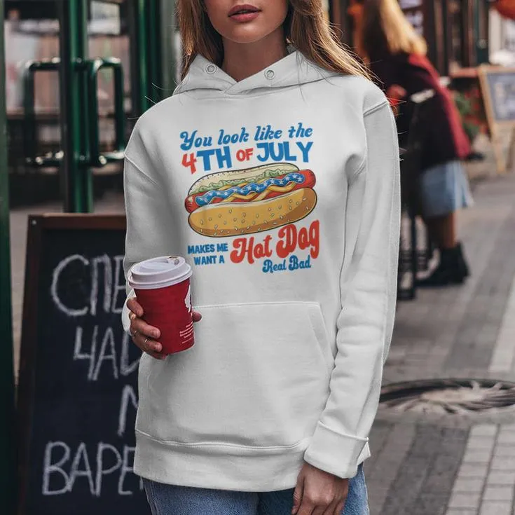 You Look Like The 4Th Of July Hot Dog American Kid Women Hoodie