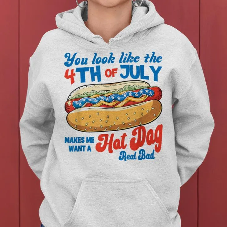 You Look Like The 4Th Of July Hot Dog American Kid Women Hoodie